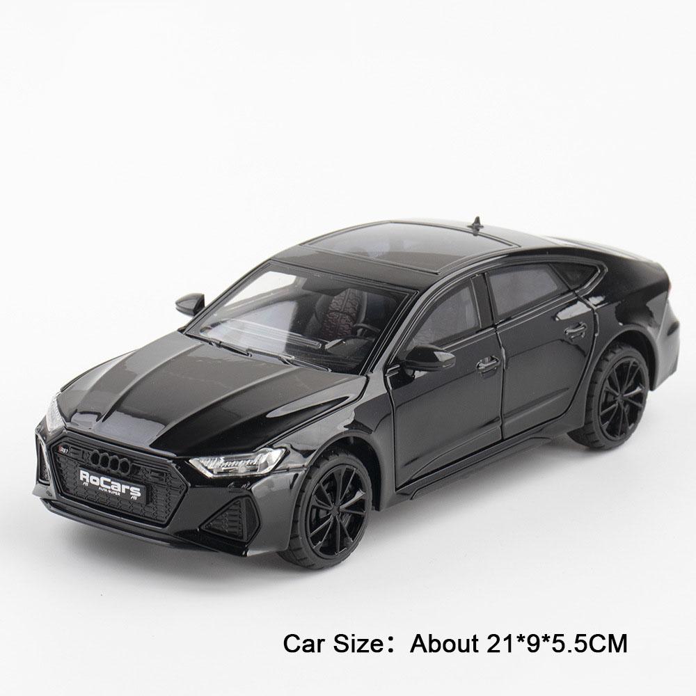 1:24 R8 V10 Plus Rs7 Car Model Diecast Alloy Toys 4 Doors Opened With Sound Light Pull Back Miniature Vehices Fashion Home Decor