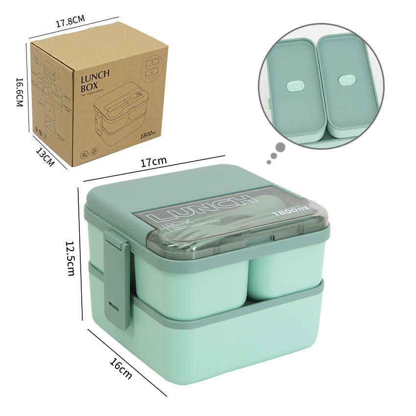 1100ML Square Plastic Lunch Box with Crisper Microwavable Bento Box and Cutlery Kitchen Food Storage Boxes for Newborns