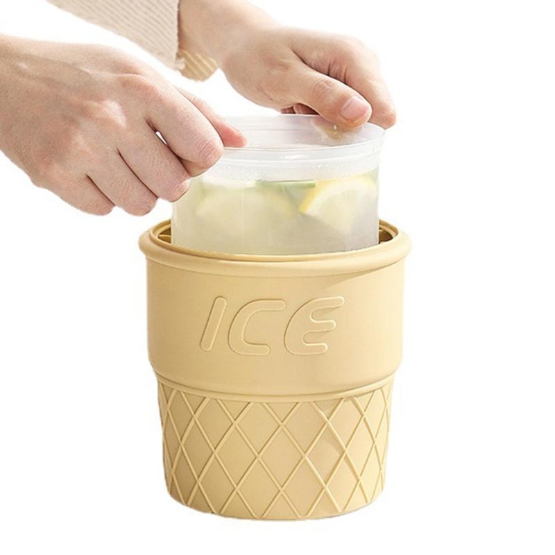Silicone Ice Cream Container Double-layer Ice Bucket with Lid Dishwasher Safe Ice Making Mould Kitchen Accessories
