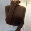 Women Pullover Turtleneck Sweater Autumn 2023 Long Sleeve Elastic Korean Simple Basic Jumper Solid Color Tops 16675