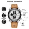 BY BENYAR Chronograph Analog 30M Water Leather Strap Quartz Brown and Perfect Gift for Men Men's Watch, Resistant, Simple, Stylish, Popular, Formal,
