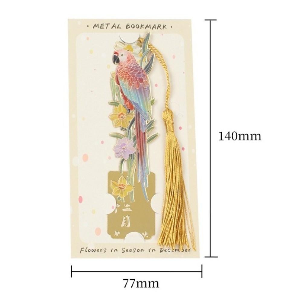 Hollow Metal Plants Bookmark Exquisite Rectangular Reading Stationery Oil Painting Style Flower & Birds Reading Book Tools