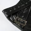 Women Heavy Leather V Low Waist Hip Personalised Punk Spice Girl Style Ring Buckle Decoration Cross Cock Eye Belt Short Skirt Suit