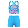 Kids Girls Swimwear Set Double Shoulder Straps Tank Top with Shorts for Beach Pool Swimming Bathing
