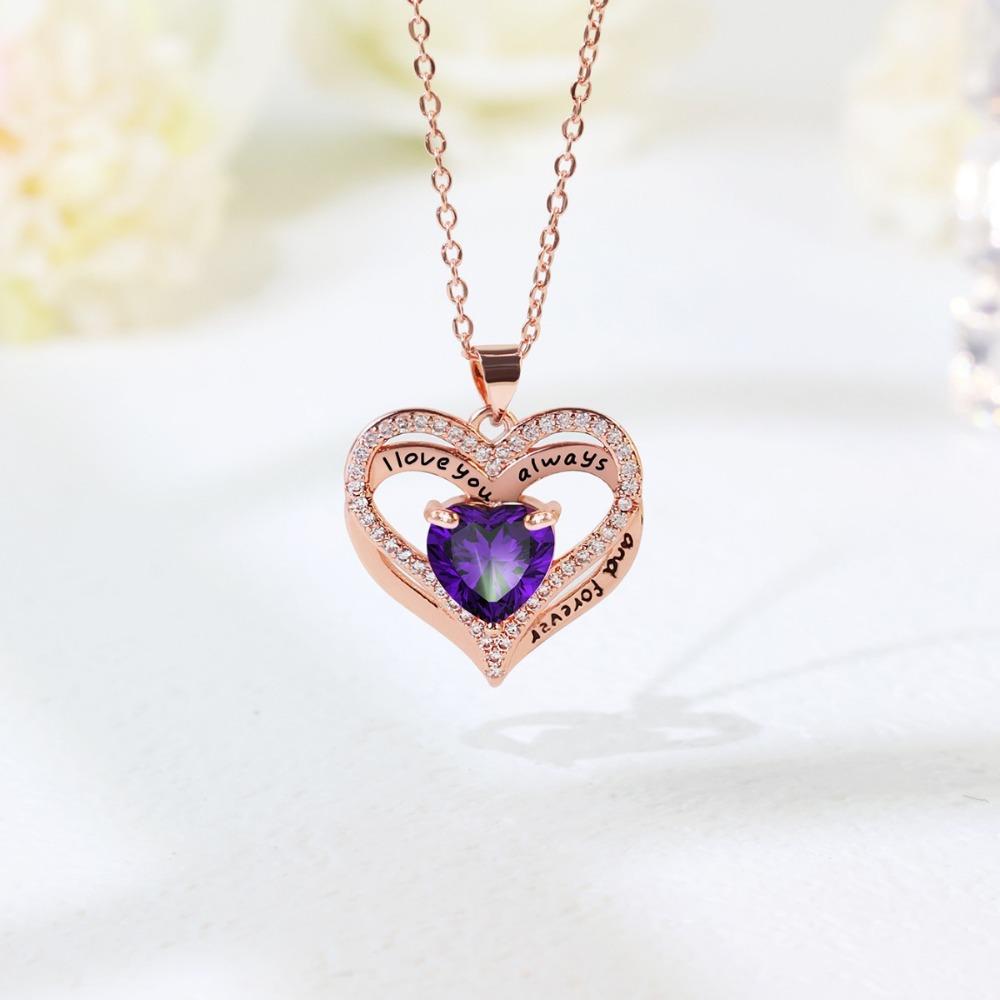 Heart Shaped Diamond Pendant Fashion Copper Plated Necklace Jewelry Accessories for Women