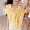 La Chapelle Women's Fashion Shawl Short Sleeve T-shirt