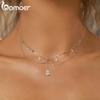 BAMOER 925 Sterling Silver Shining Droplet FringeTassel Pendant Necklace Double-layer Necklace for Women Fine Jewelry Gift