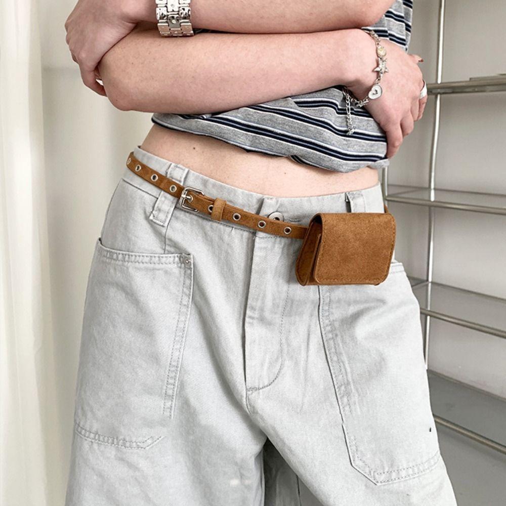Suede Belt Waist Bag Korean Style Women Belt Bag Fashion Waist Packs Outdoor