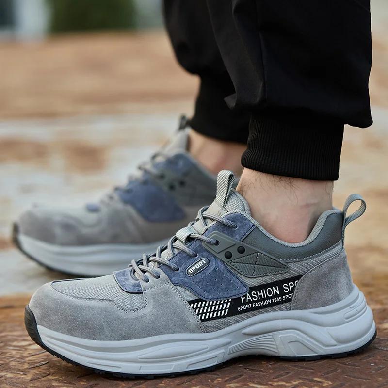 summer work shoes with plastic toe Anti Puncture Anti Smashing labor shoes industrial construction site safety shoes for men