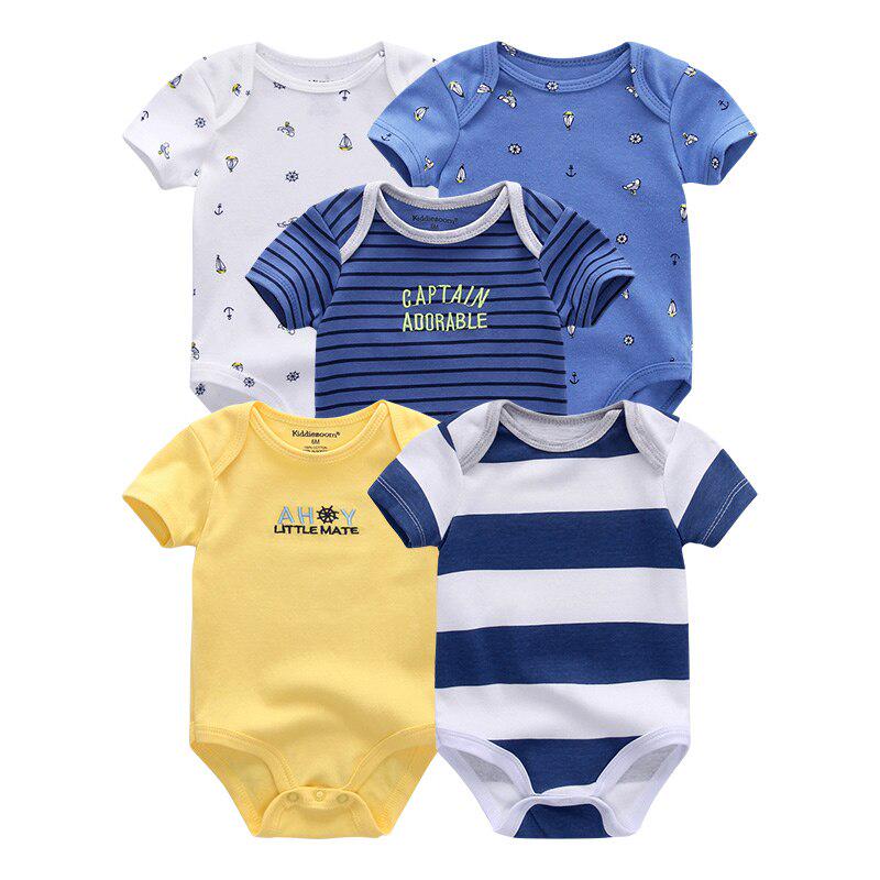 

5 шт./лот, боди для новорожденных, детская одежда с короткими рукавами, детские комбинезоны с круглым вырезом 3M
