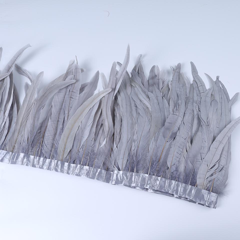 Rooster Feather Trims 2M Rooster Cock Tail Feather Fringes DIY Handicrafts for Clothes Ribbon Carnival Accessories