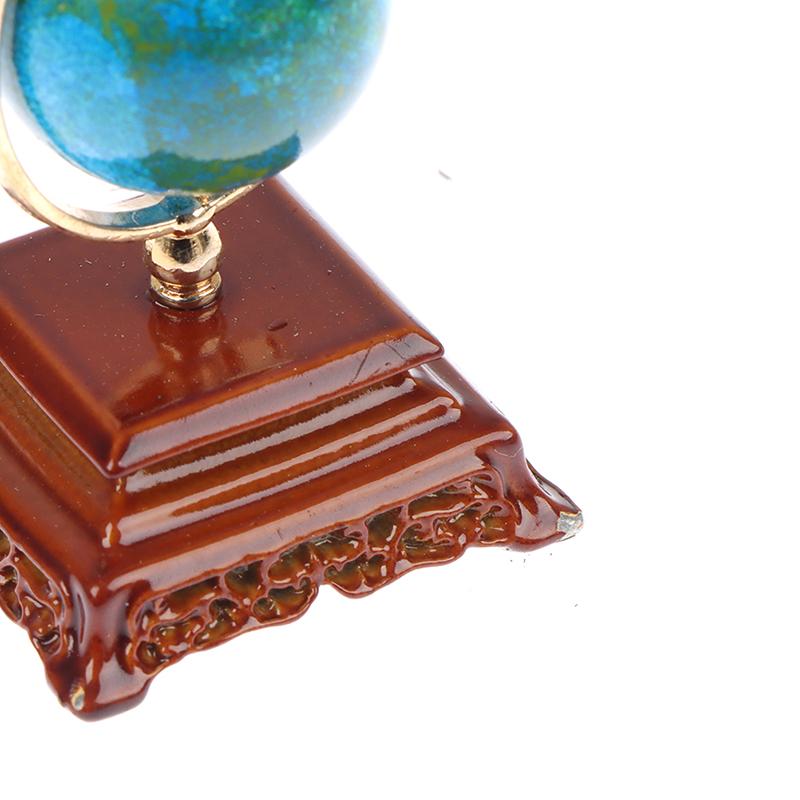 1Pcs Mini Metal 1:12 Vintage Blue World Globe Miniature Dollhouse Furniture