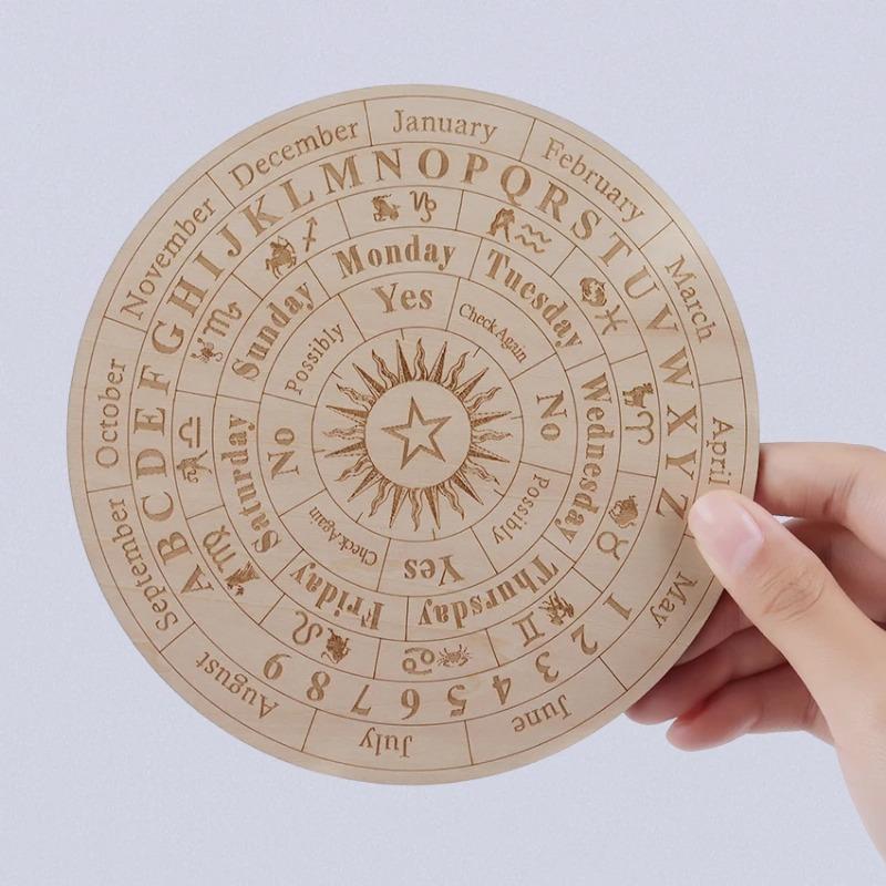 Meditation Ornaments Message Board Wooden Twelve Constellation Divination Pendulum Board Sign Home Decor Star Sun Moon Altar