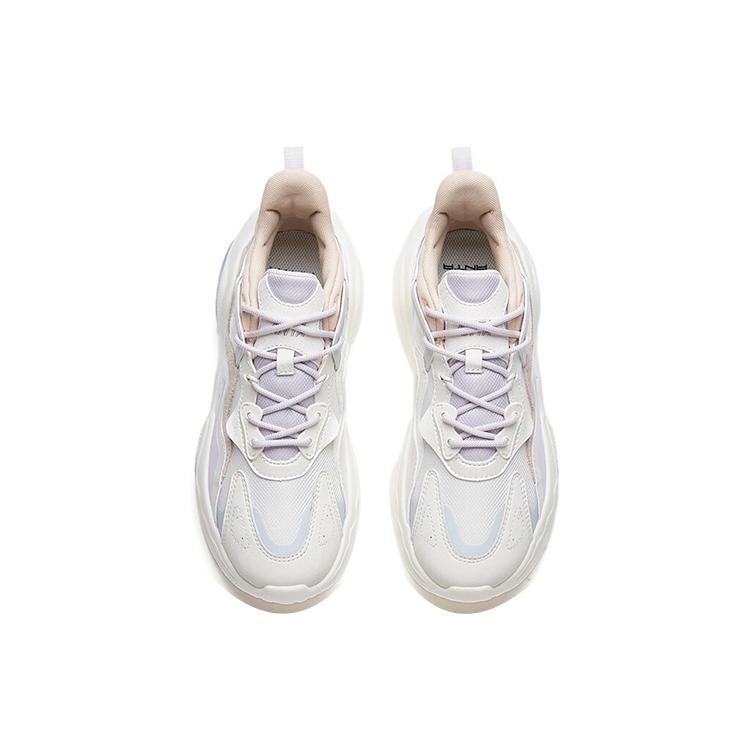New Anta Life Collection Cushioning Anti Slip And Wear Resistant Low Top Chunky Sneakers Women's White Purple 122218812-3