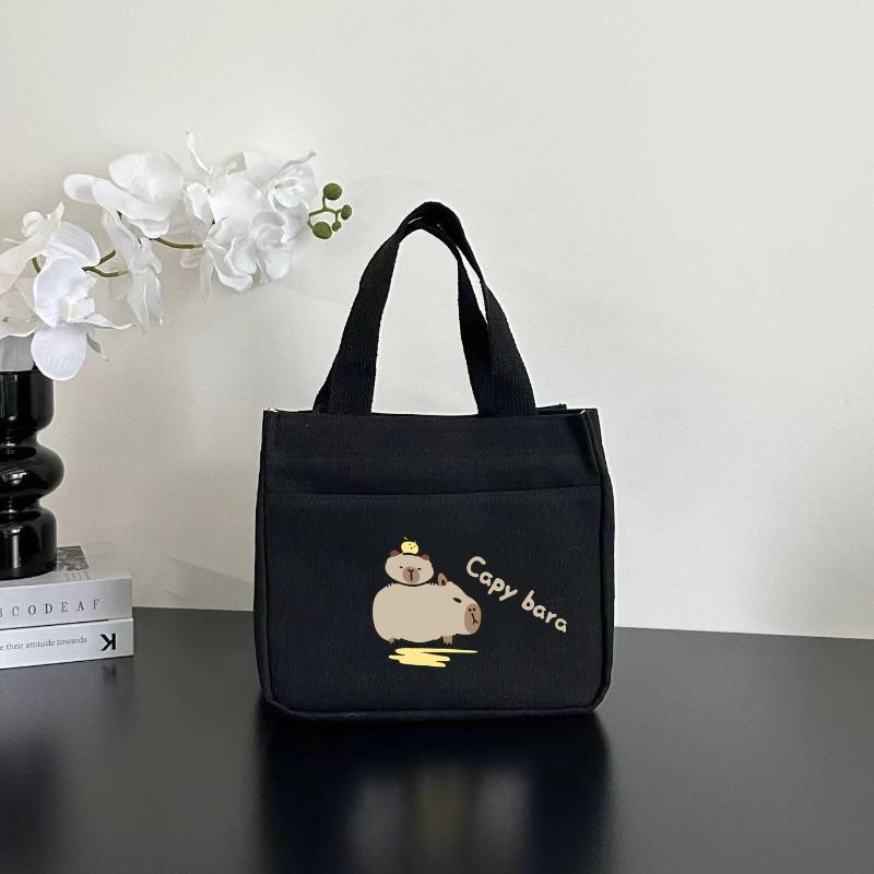 High-value Canvas Handbag Simple and Small Three-dimensional Bag Commuting Thickened To Work Bento Meal Bag