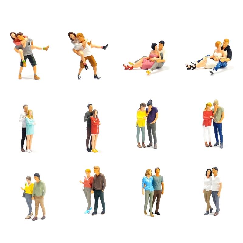 1/64 Scale Resin Miniature Couple Figure For Realistic Model Train Architectural Scene Decors And Collectible Display