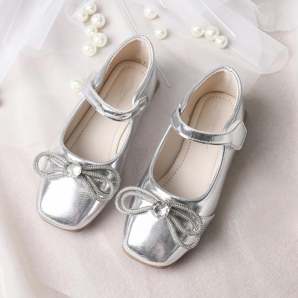 2025 Children Princess Leather Shoes for Girls Spring New Fashion Soft Comfortable Elegant Chic Bowtie Party Wedding Dress Shoes