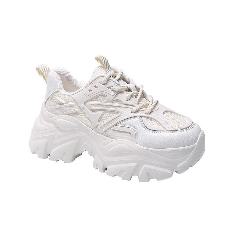 Fried Street Platform Daddy Shoes Breathable Mesh 22 Spring and Autumn New Black Casual Sneakers ins Tide