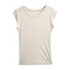 Summer Lyocell Tencel Shoulder Short Sleeve T-Shirt Women's Shoulder Width Slim Skinny High-end Xiaofei Sleeve Top
