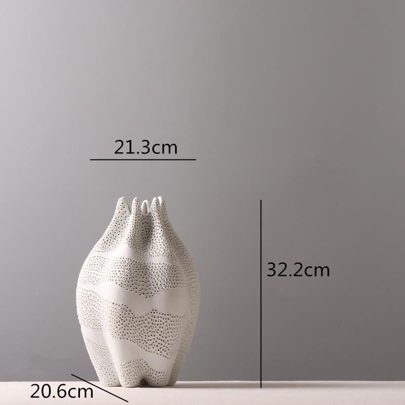Ceramic Vase Hole Hollow Out Dot Pattern Handmade Ceramic Ceramic Crafts Flower Vase Abstract Geometric Home Decoration