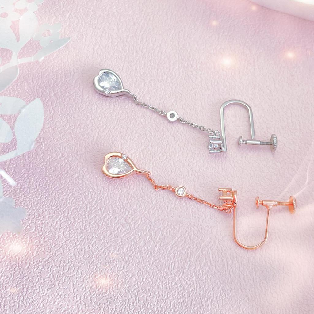 YUIITU Earrings for High Quality Dangling 925 Cherry Pink Gold Commuting Women, Popular, Zirconia, Earrings, Silver, Blossom, Hypoallergenic, 18K,