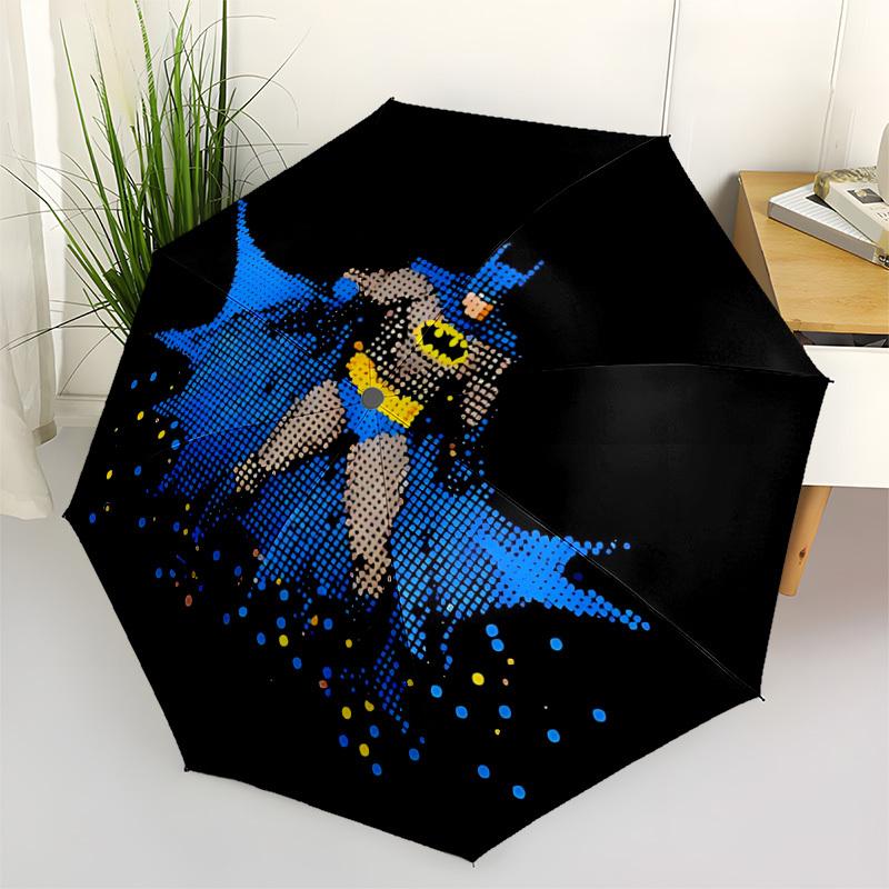 1pc Batman, Iconic Automatic Folding Umbrella - Compact 8-Rib Design, Durable Plastic & Iron, Daily Use Z1230044