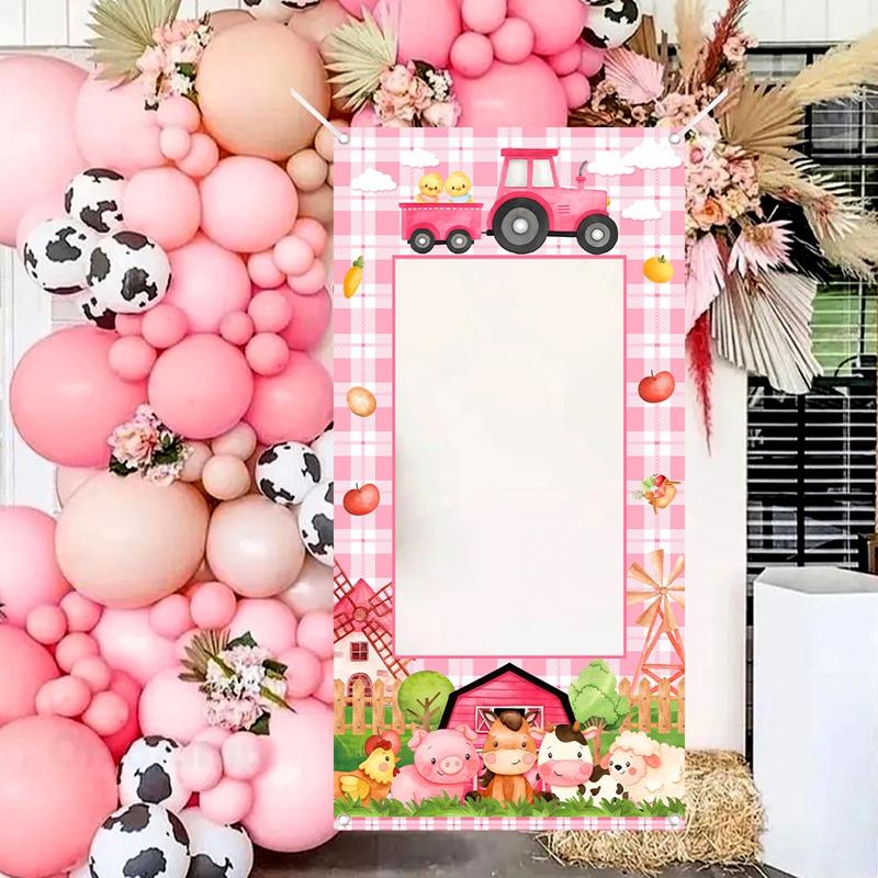 Farm Party Photo Booth Props Background Farm Photography Props Photo Booth for Birthday Baby Shower Party Supplies Backdrop
