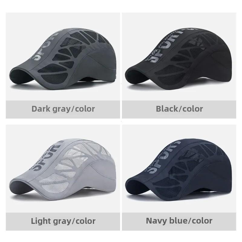 Men Sun Beret Hats Summer Cap Golf Driving Cabbie Hat Fashion Letter Beret Hat Casquette Baseball Cap Breathable Net Mesh Sunhat