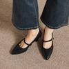 Krazing Pot Genuine Leather Round Toe Thin Heels Summer Shoes Solid Big Size 42 Shallow Decoration buckle Women Shallow Pumps