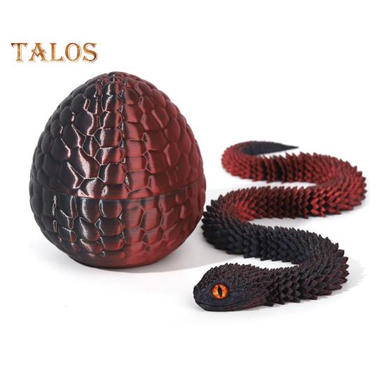 1 Set 3D Printed Snake Egg Figurine Movable Joints Snake Eggshell Figure Fidget Toy Snake Egg with Articulated Snake Inside Desktop Decoration
