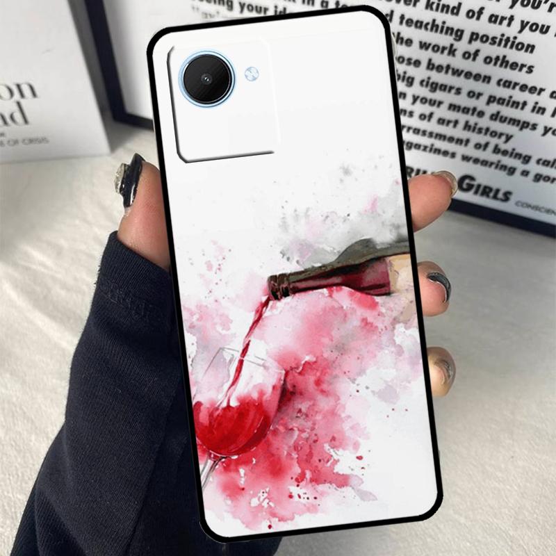 Red Wine Glass Art For Realme 15 14 10 11 12 13 Pro Plus C65 C67 C71 C63 C61 C55 C51 C53 C75 GT6 GT7 Pro Case