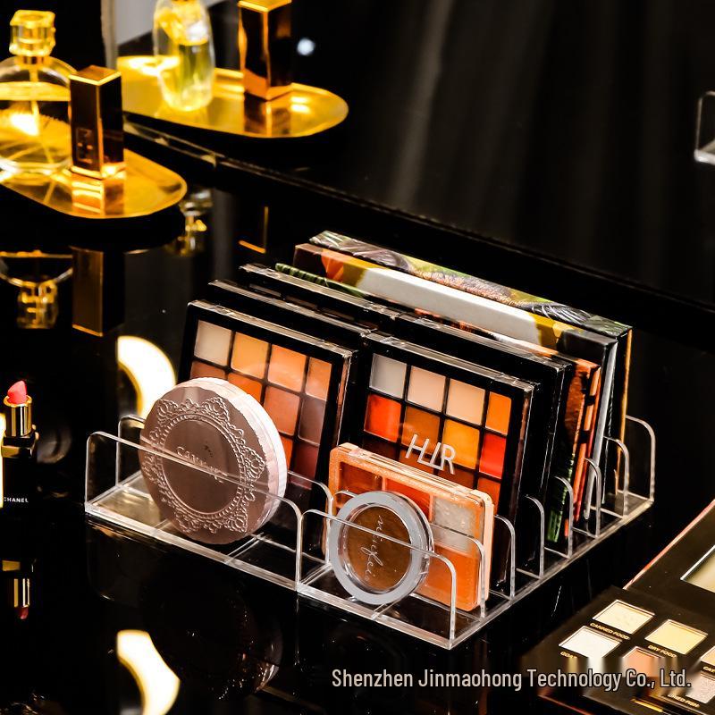 Transparent Acrylic Multi-Grid Makeup Organizer - Eyeshadow, Foundation & Blush Storage Box