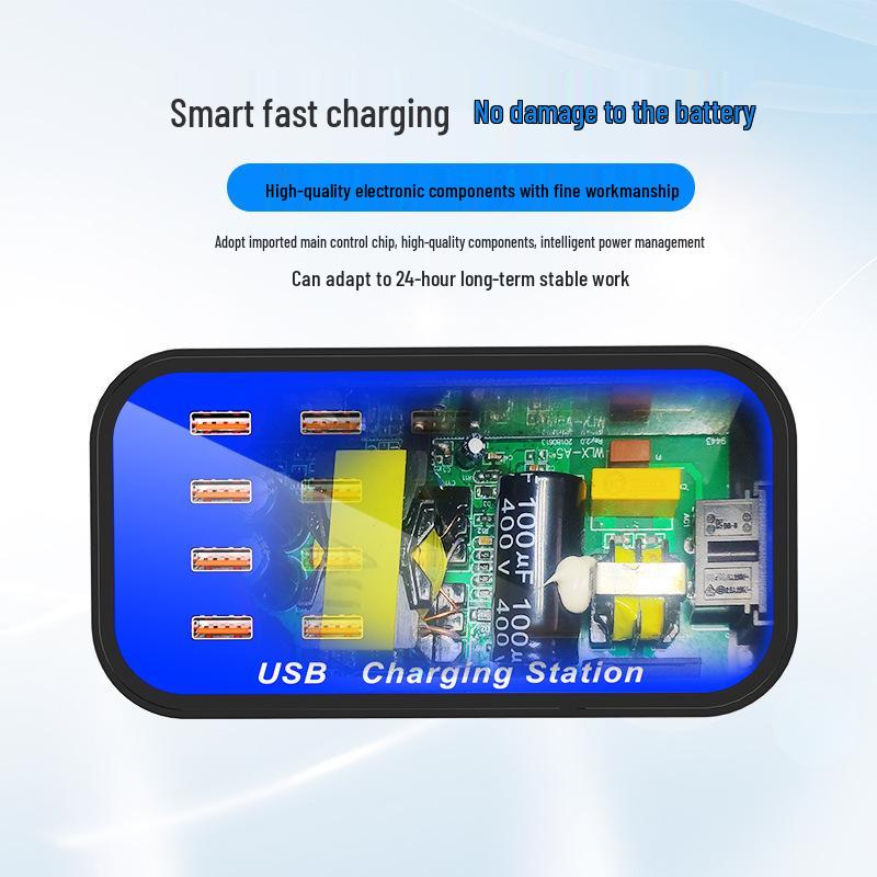 100W 20-Port USB Charger, High-Power 5V/2A Multi-Port Charging Station
