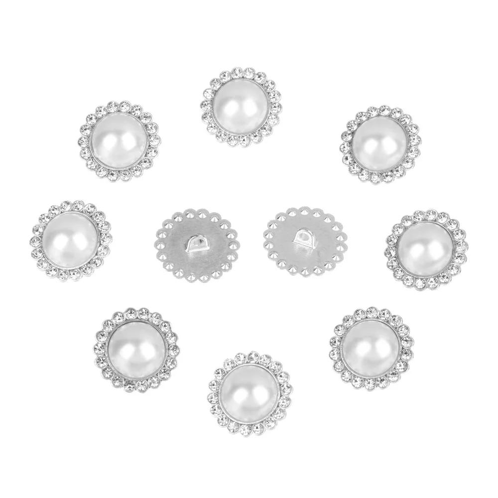 10 Pezzi Lega Strass Lucidi Perla Bottoni per Abbigliamento DIY Cucito Abbigliamento Bottone Lavorazione a Maglia Fatta a Mano Accessori Decorativi per Cucito