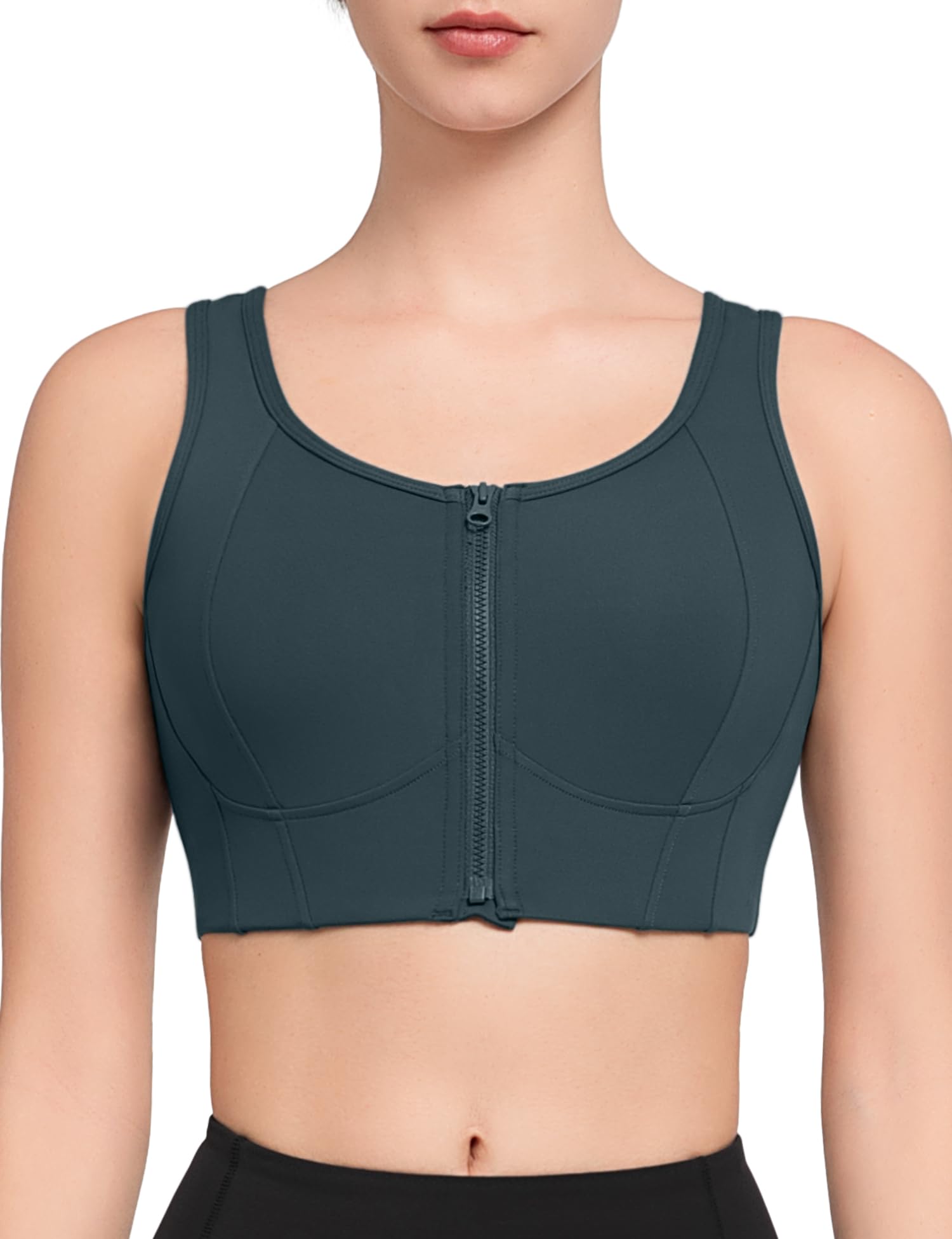 

Yvette Sports High Integrated Plus Sports Size Gray Women s Bra, No-Slip, Open-Front, Support, Moisture-Wicking, Quick-Drying, U-Back, Cup, Wireless,