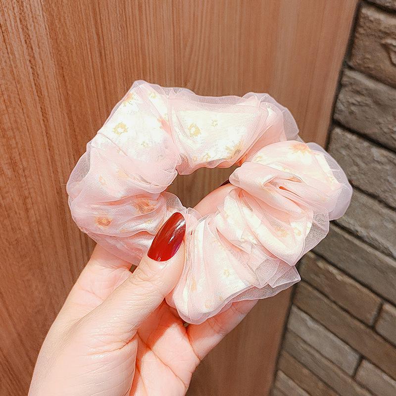 

Двухслойная корейская шифоновая резинка для волос с цветком