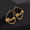 Atoztide Personalized 50mm Custom Name Earrings For Women Stainless Steel Heart Crown High Quality Weddings Party Jewelry Gift