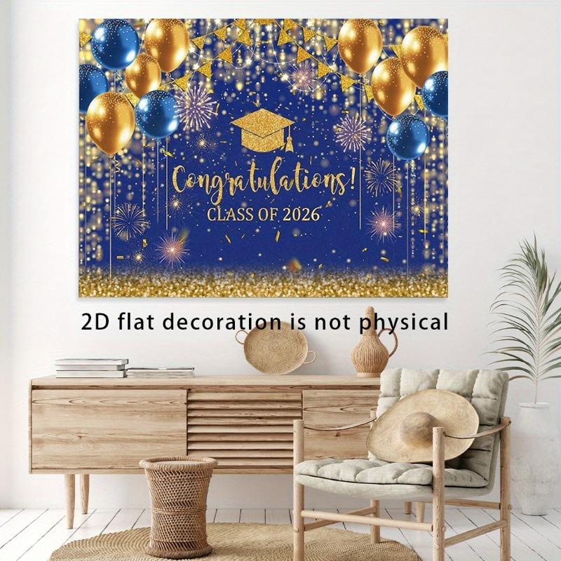 1 piece set of 2026 graduation background fabric suitable for graduation season - elegant 2D flat banner with 2026 text