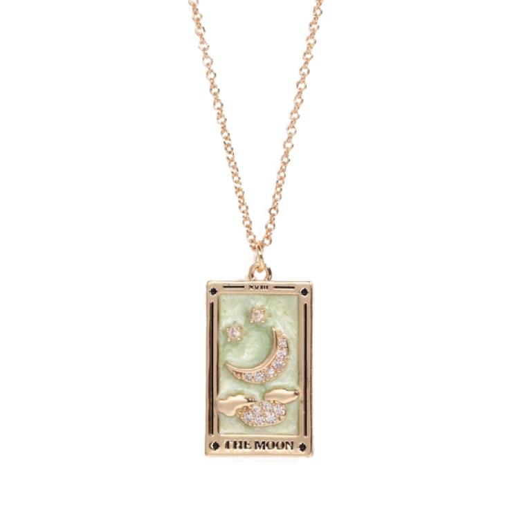 Stylish Tarot Pendant Necklace Tarot Card Enthusiast Present Fashion Tarot Jewelry Party and Festival Necklace for Daily