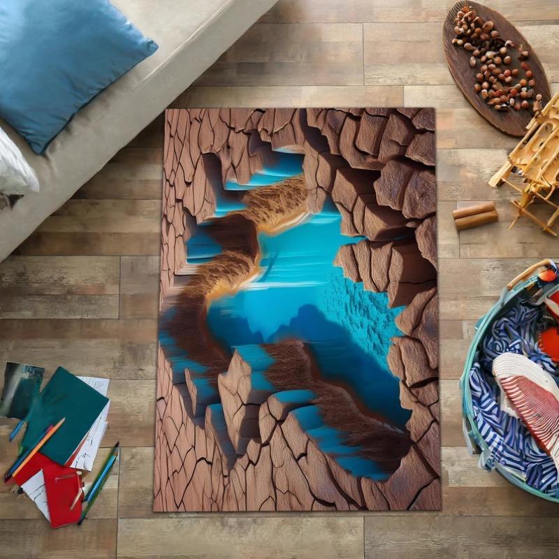 Minimalistyczny Dywanik do Pływania, Stylizowana Niebieska Ryba ze Szczegółowymi Wzorami, Czysty Kontrastowy Wzór do Jasnej i Przestronnej Dekoracji Pokoju