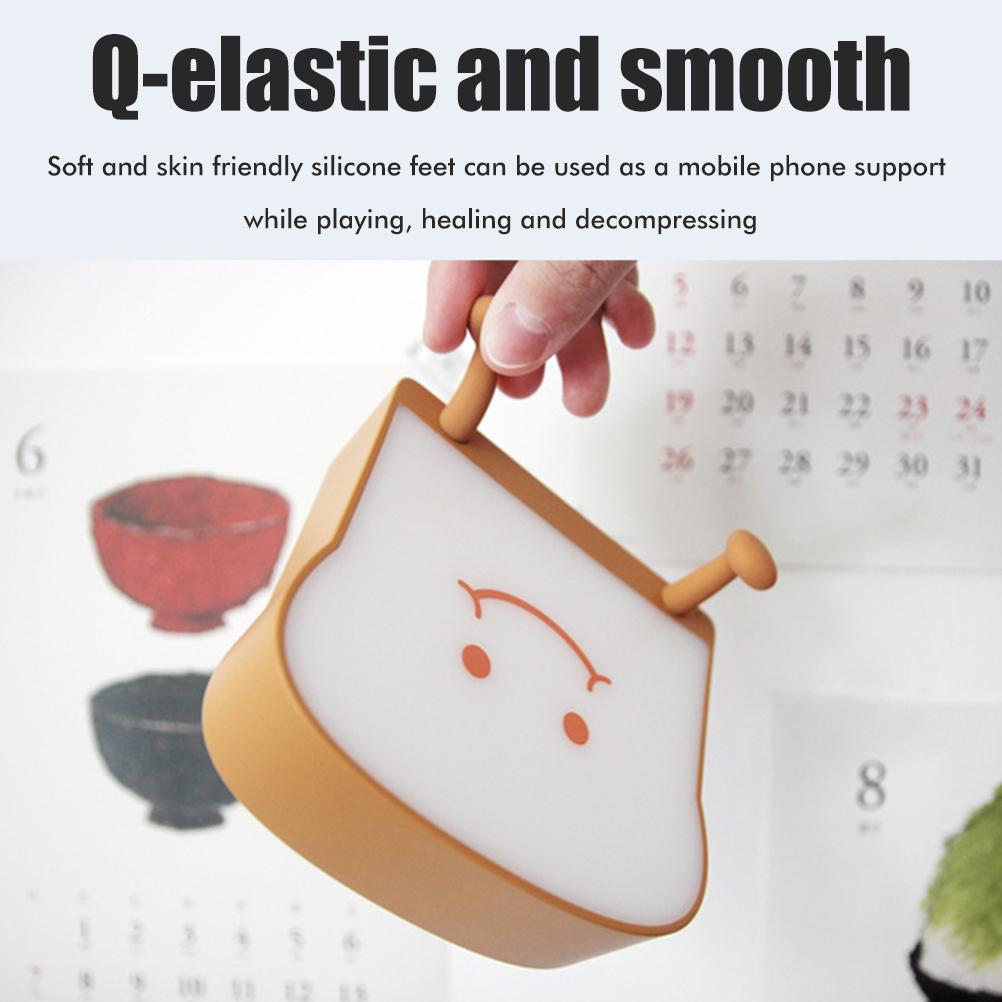 Cute Cartoon Night Light Toast Bread LED Night Lamp Rechargeable Portable Silicone Bedroom Bedside