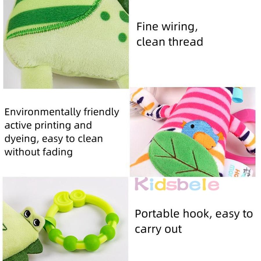 Baby Crib Stroller Hanging Toy With Plush Animal, Rattle Teether | Montessori Sensory Toy For Newborns  Car Seat Activity Toy