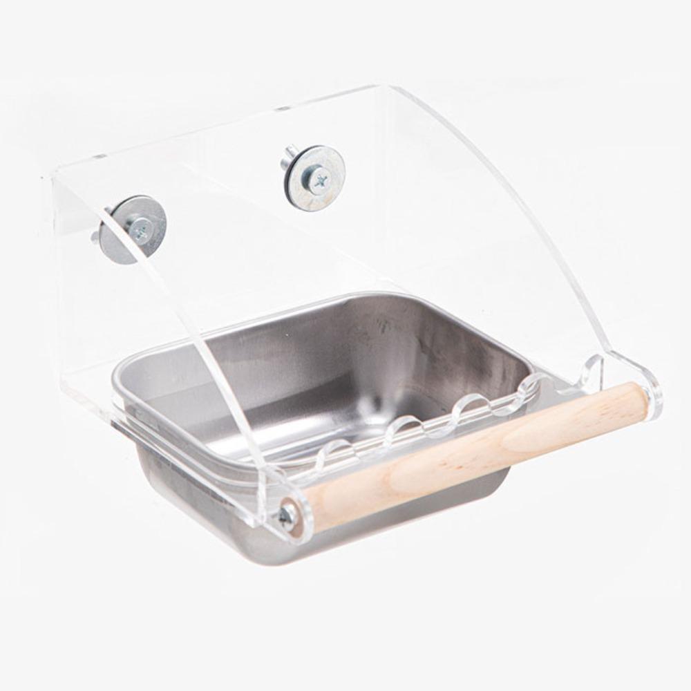 Anti Splashing Cage Mounted Bird Feeder Large Capacity Parrots Food Container Budgie