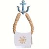 Vintage Nautical Style Rope Toilet Paper Holder with Jute Towel Ring Metal Anchor Hook Wall Mounted Coastal Bathroom Decor, Easy Installation,