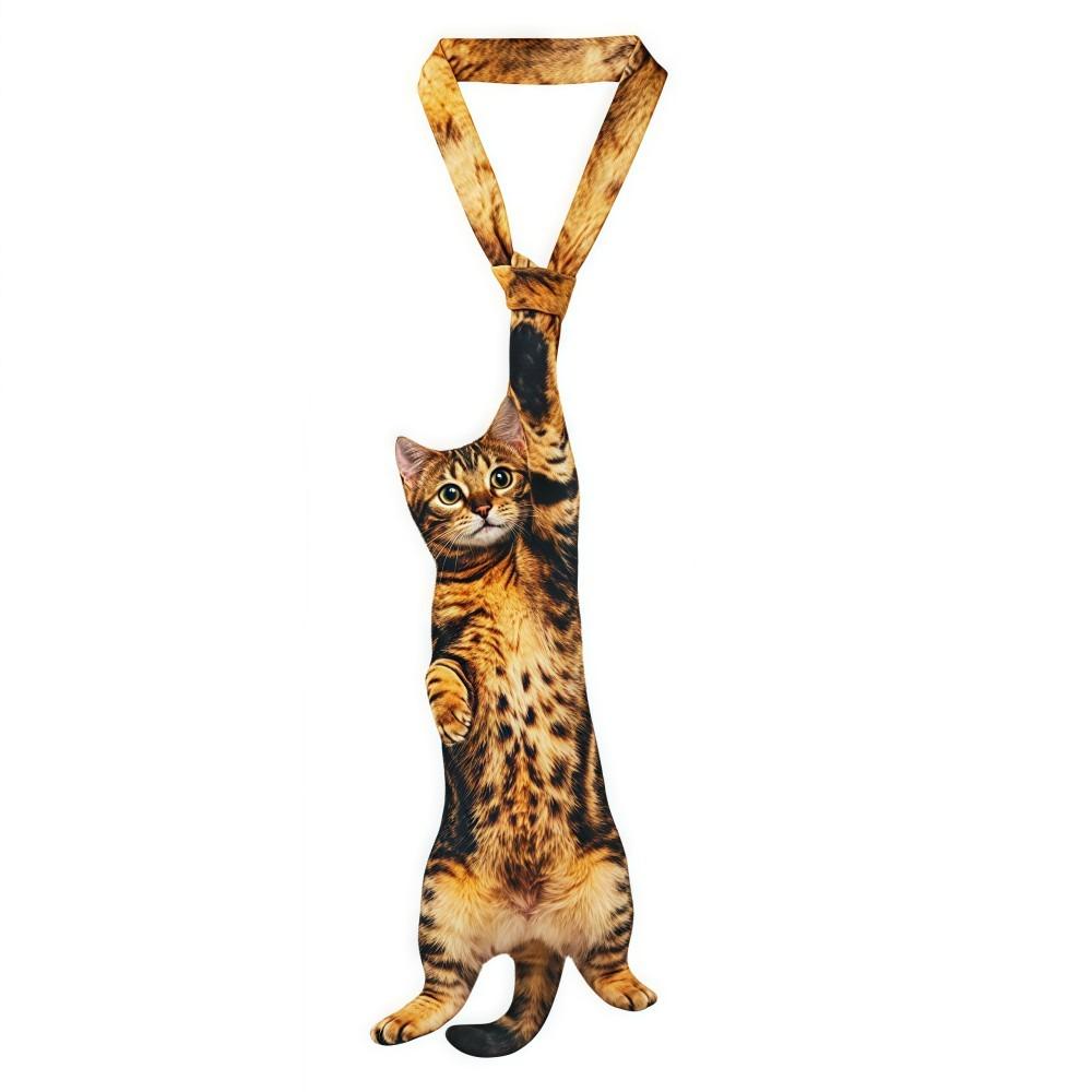 3D Cat Cat-shaped Unisex's Tie Animal Pattern Novelty Kitten Necktie Lifelike Satin Fabric Creative Neck Tie For Party Wedding