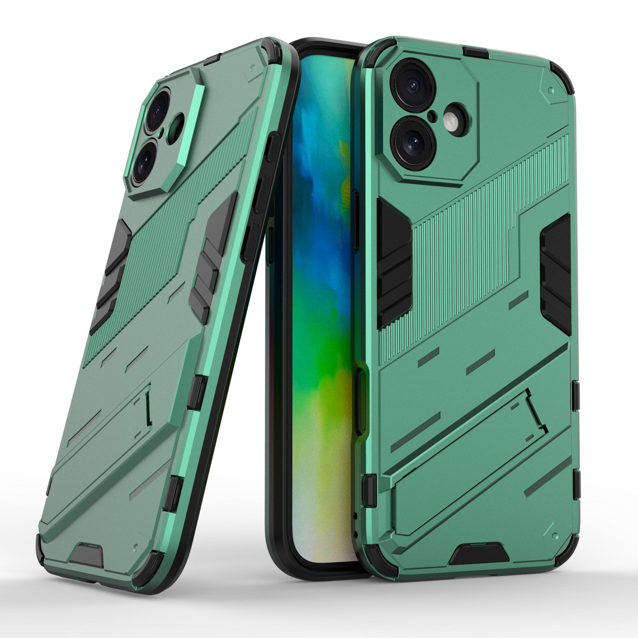 For iphone 16 Case iphone 16 Pro Cover Fundas Coque Armor Shockproof Holder Stand Hard PC Back Case iphone 16 15 14 13 Pro Max For iPhone 16 зелёный