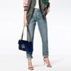 Gucci GG Marmont Marmont Gold Label Logo Quilted Velvet Chain Shoulder Crossbody Bag Small Women's Dark Blue Classic Recommendation