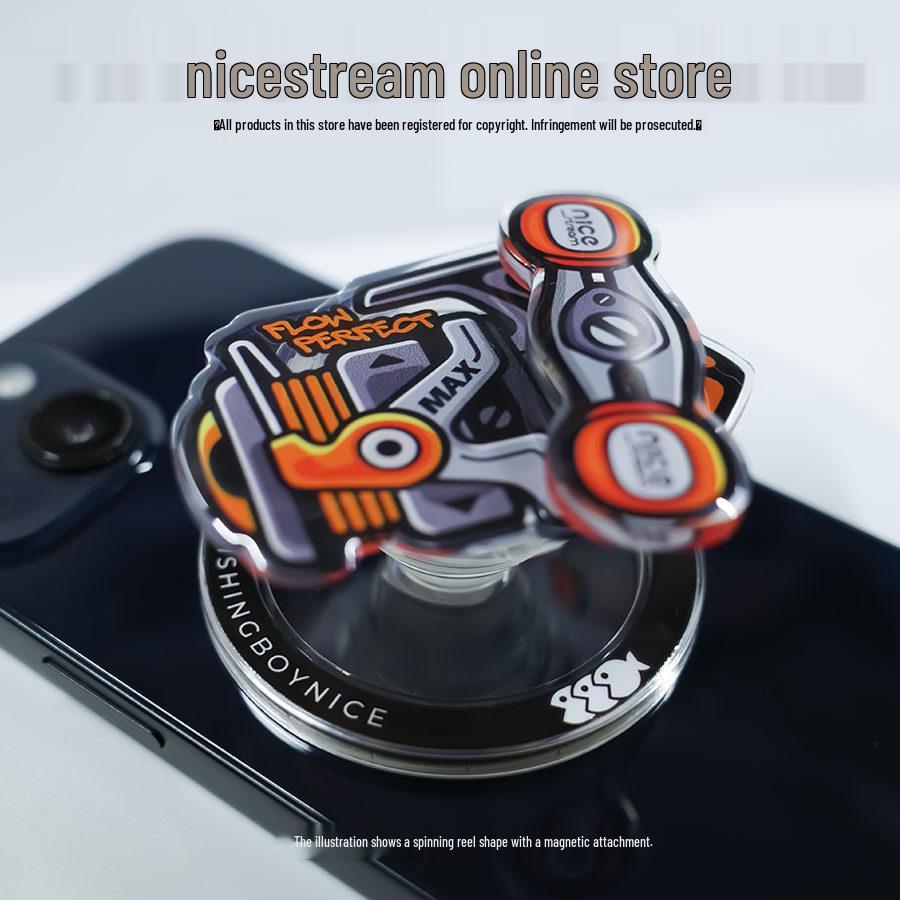 Fishing Boy Rotating Magnetic Phone Holder Lure Reel Style