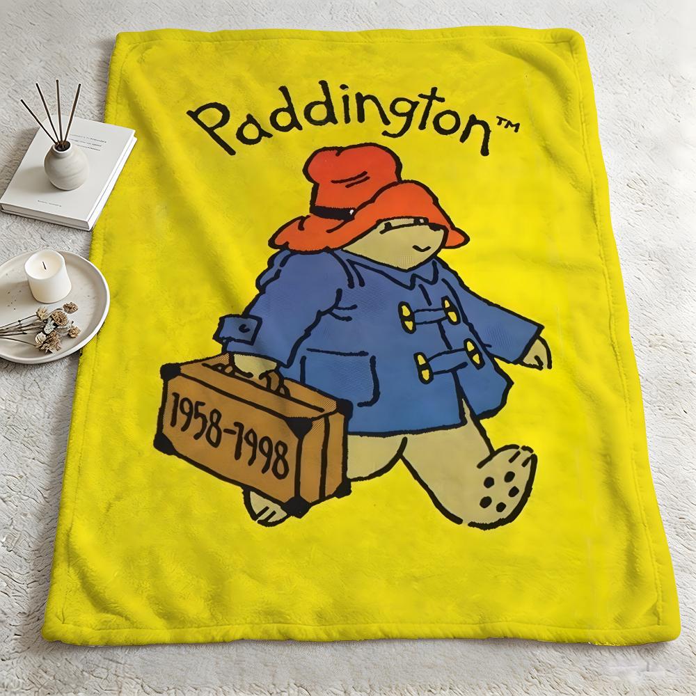 Cartoon P-Paddington Bear-R Throw Warm Soft Flannel Blanket, Multi-use for Sofa Bed Camping Travel Nap
