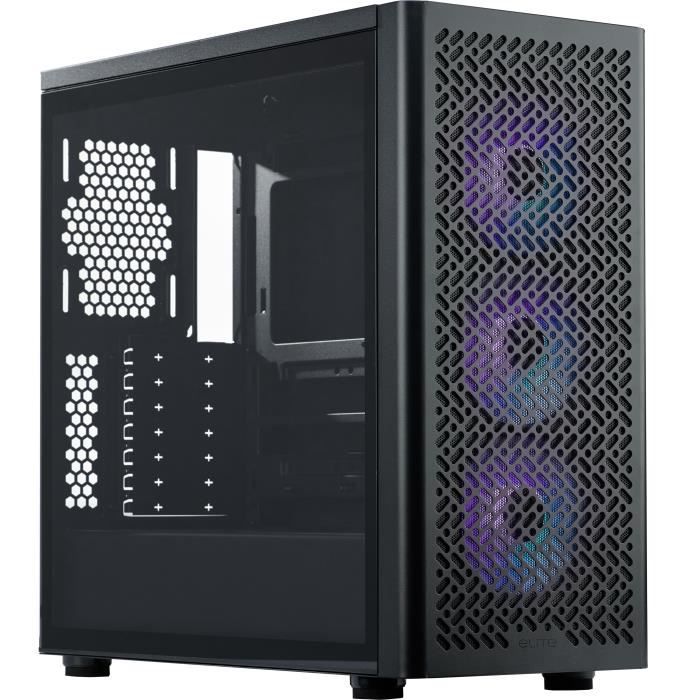 Boitier PC - COOLER MASTER - Elite 502 - Moyen tour ATX/E-ATX - Panneau en verre trempé - 3 ventilateurs ARGB